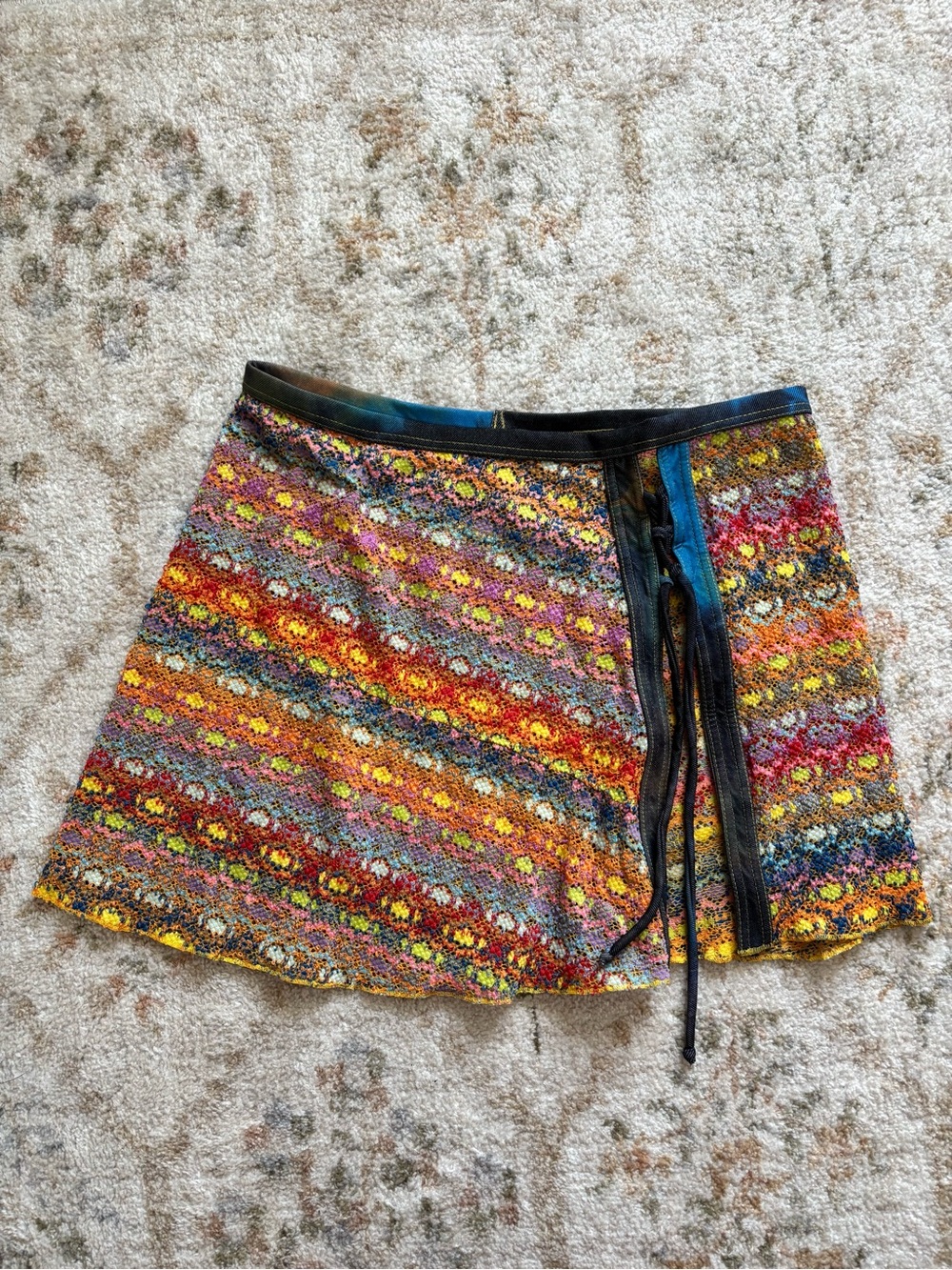 Pan Dulce Swimwear / Colorful Y2K vintage Denim Trim Coverup Skirt